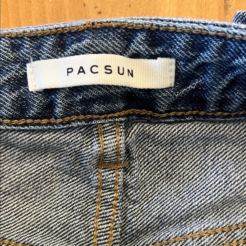 PacSun Women's Patchwork Blue Denim Jeans - Picture 2 of 8